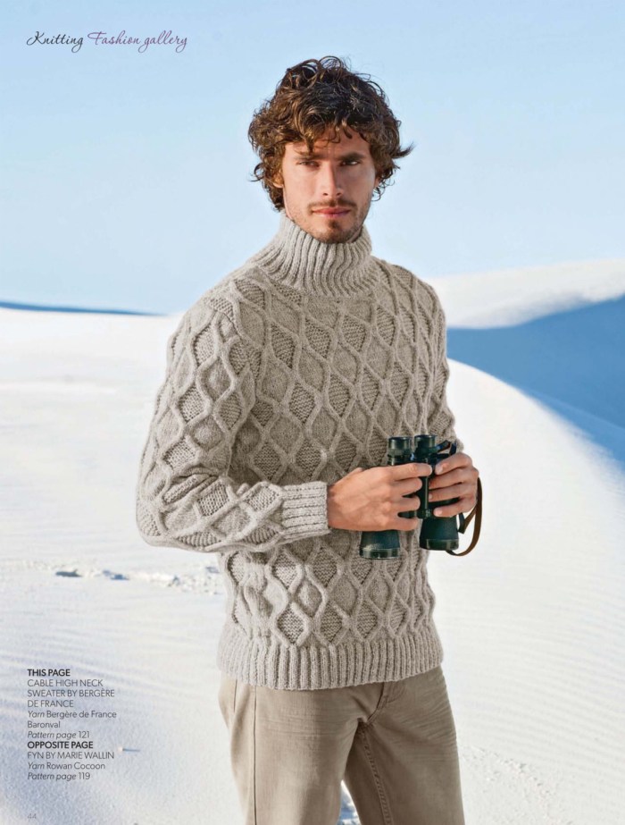 Cable High Neck Sweater by Bergère de France