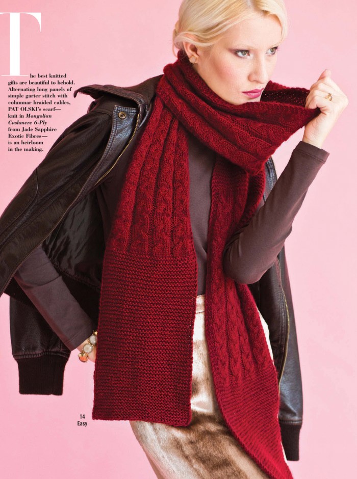 Pat Olski - Garter and Cable Scarf