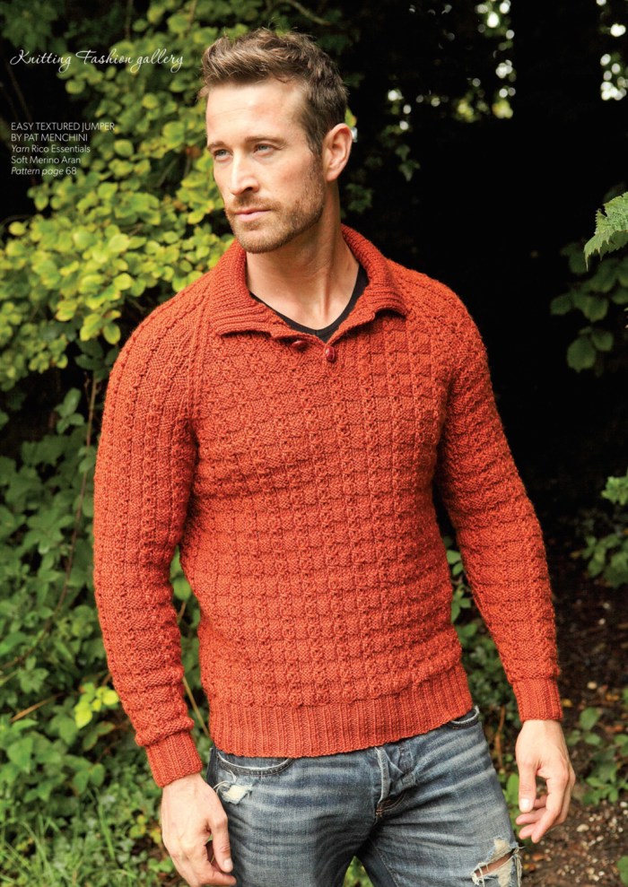 Man's Easy Textured Jumper by Pat Menchini