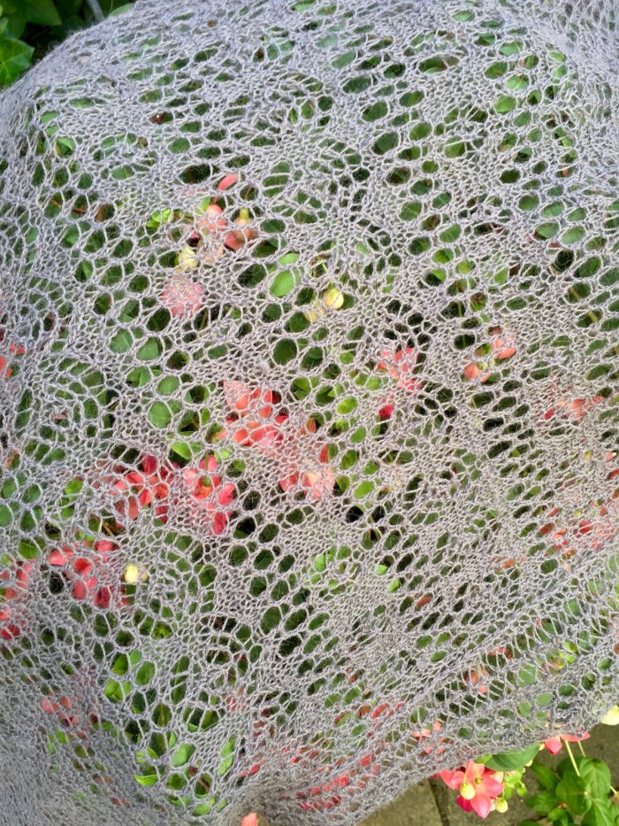 Spiderweb Lace Scarf after blocking